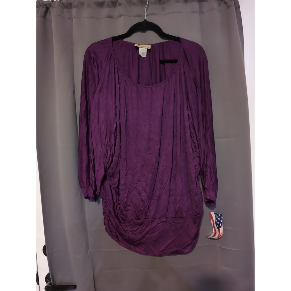 Ella Samani Women's XL Purple‎ Blouse, Flattering Shirred Neckline, NWT Blouse